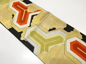 アンティーク　毘沙門亀甲に雲・古典柄模様織り出し袋帯（材料）